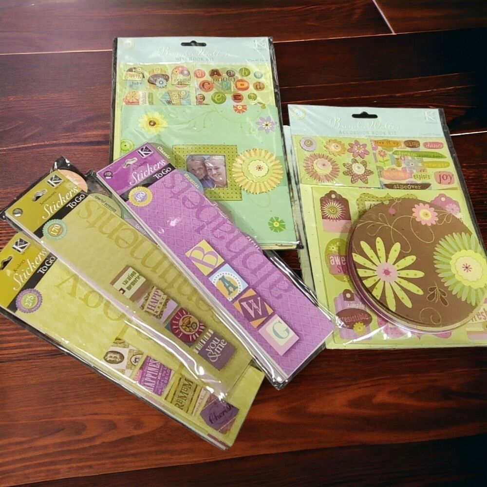 K&Company Scrapbook Lot Over 1120 Pieces Brenda Walton Book Kits Stickers To Go